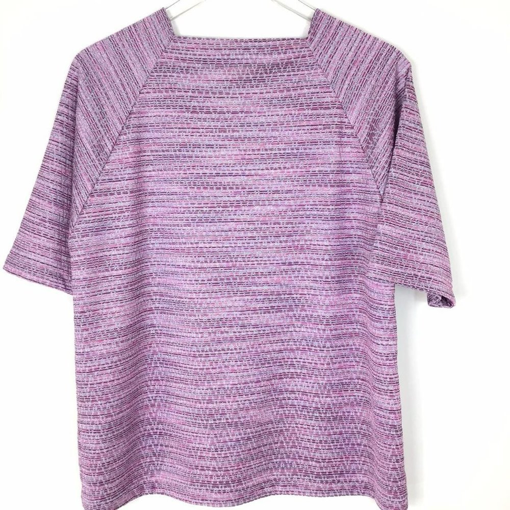 Hand Made Vintage Polyester shirt M polyester lavender purple 70s metallic fairy - Picture 3 of 3